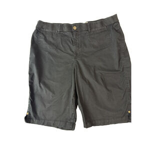 Kim Rogers Chino Shorts Women Black Flat Front 10" Inseam Plus Size 16 Women